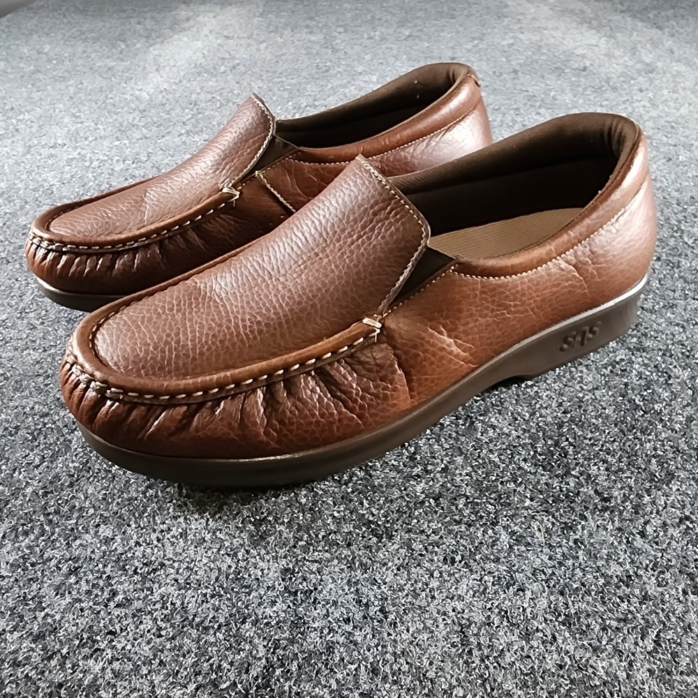 SAS Twin Tripad Comfort Womens 9 Brown Leather Slip On Loafers Made in USA